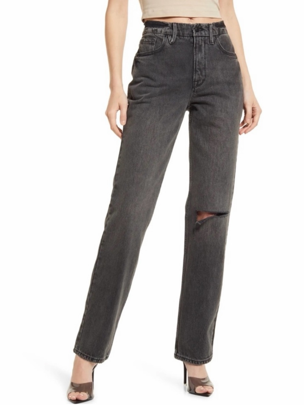 Good American Distressed Good 90’s Icon Straight Jeans Size 18 NEW